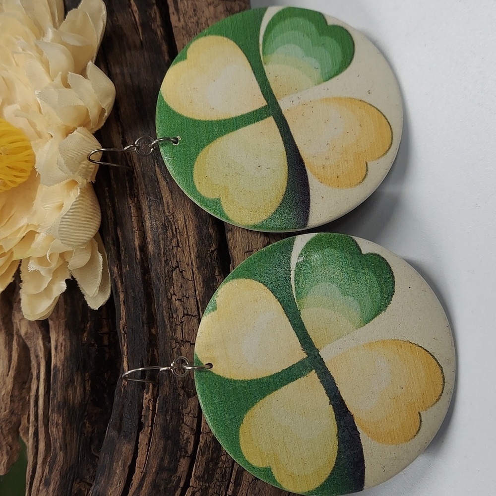 E297 Vintage Chunky Print Statement Earrings